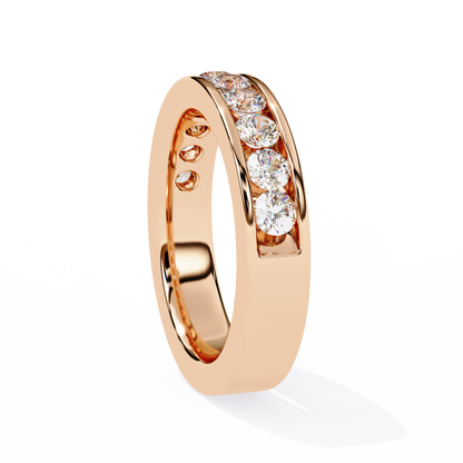 Endless Brilliance: Wide Rose Gold Band with Lab-Created Round Diamonds