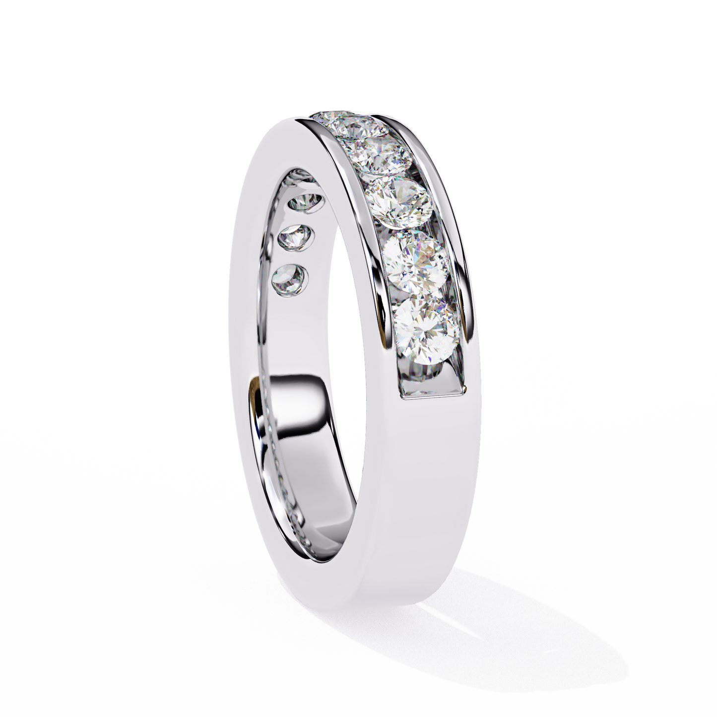 Endless Brilliance: Wide Rose Gold Band with Lab-Created Round Diamonds