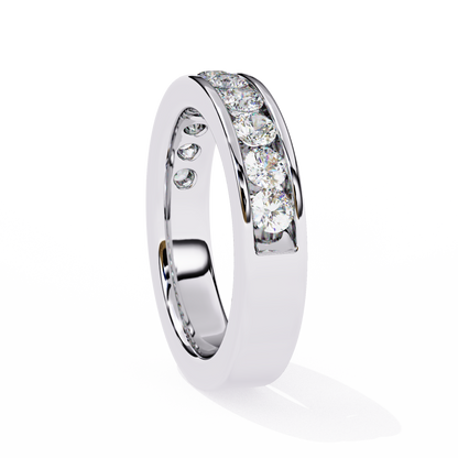 Endless Brilliance: Wide Rose Gold Band with Lab-Created Round Diamonds