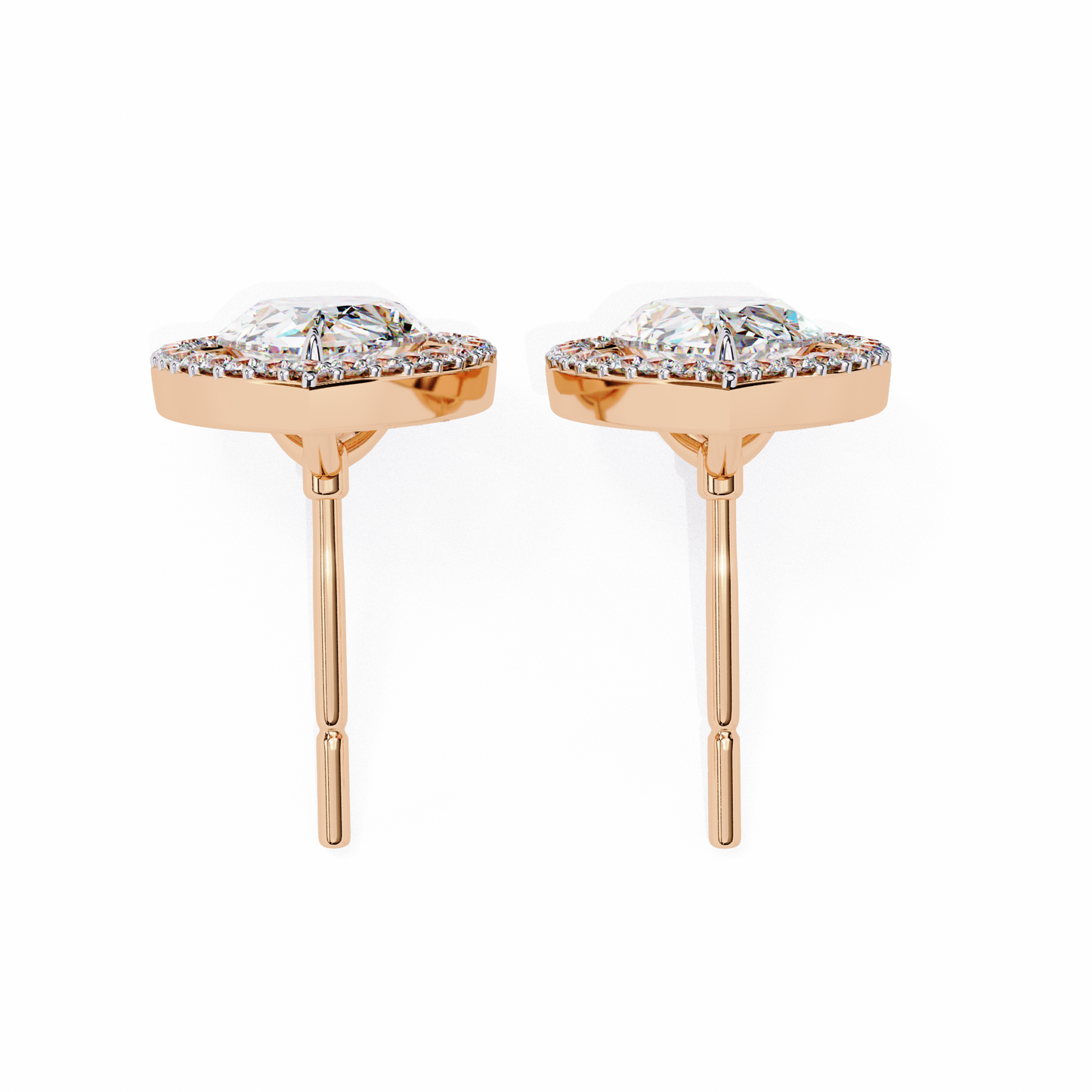 0.81 Ct Pear‑Cut Lab‑Grown Diamond Halo Earrings in 14 K/18 K Gold