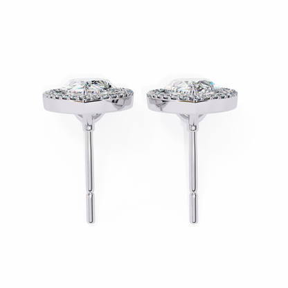 0.81 Ct Pear‑Cut Lab‑Grown Diamond Halo Earrings in 14 K/18 K Gold