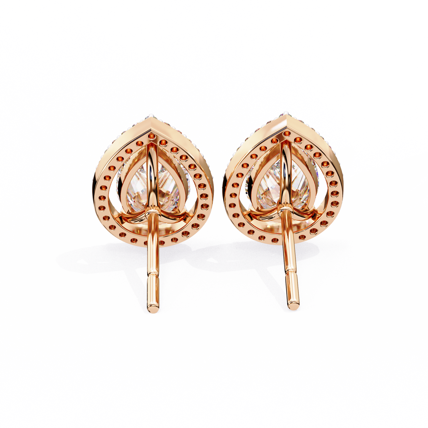0.81 Ct Pear‑Cut Lab‑Grown Diamond Halo Earrings in 14 K/18 K Gold