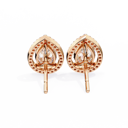 0.81 Ct Pear‑Cut Lab‑Grown Diamond Halo Earrings in 14 K/18 K Gold