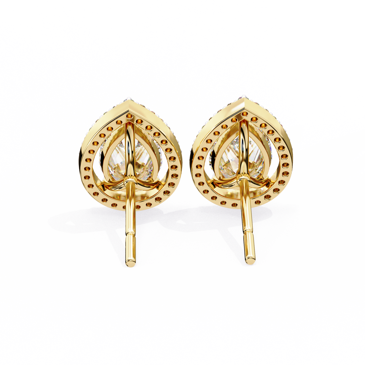 0.81 Ct Pear‑Cut Lab‑Grown Diamond Halo Earrings in 14 K/18 K Gold