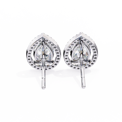 0.81 Ct Pear‑Cut Lab‑Grown Diamond Halo Earrings in 14 K/18 K Gold