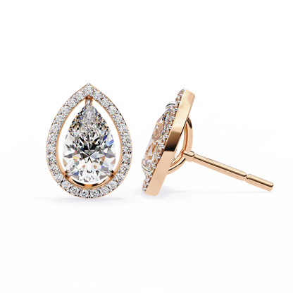 0.81 Ct Pear‑Cut Lab‑Grown Diamond Halo Earrings in 14 K/18 K Gold