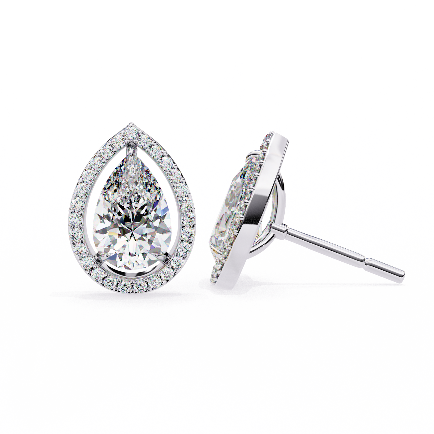 0.81 Ct Pear‑Cut Lab‑Grown Diamond Halo Earrings in 14 K/18 K Gold