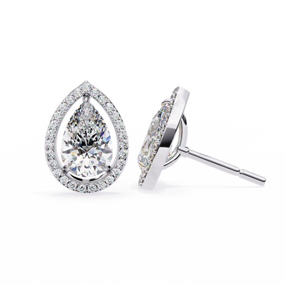 0.81 Ct Pear‑Cut Lab‑Grown Diamond Halo Earrings in 14 K/18 K Gold