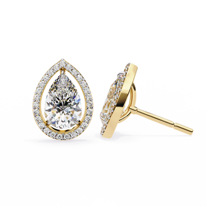 0.81 Ct Pear‑Cut Lab‑Grown Diamond Halo Earrings in 14 K/18 K Gold