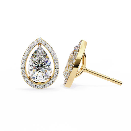 0.81 Ct Pear‑Cut Lab‑Grown Diamond Halo Earrings in 14 K/18 K Gold