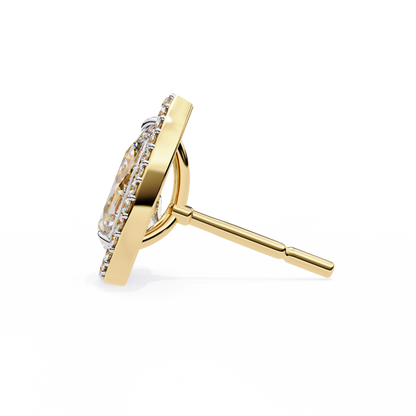0.81 Ct Pear‑Cut Lab‑Grown Diamond Halo Earrings in 14 K/18 K Gold