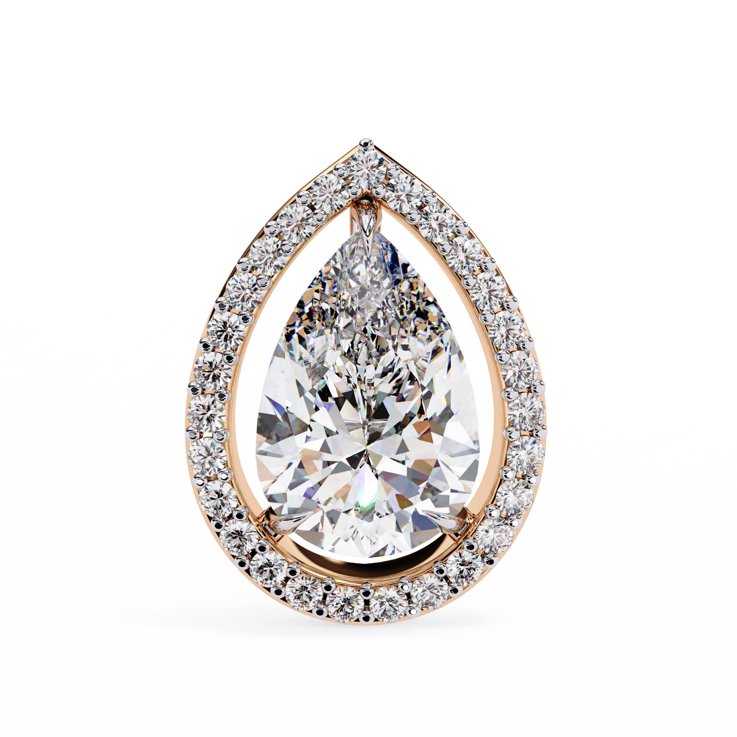 0.81 Ct Pear‑Cut Lab‑Grown Diamond Halo Earrings in 14 K/18 K Gold