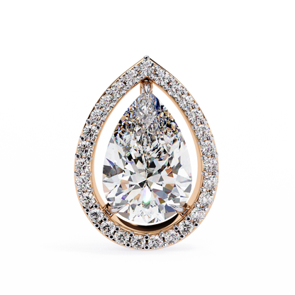 0.81 Ct Pear‑Cut Lab‑Grown Diamond Halo Earrings in 14 K/18 K Gold