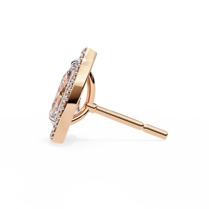 0.81 Ct Pear‑Cut Lab‑Grown Diamond Halo Earrings in 14 K/18 K Gold