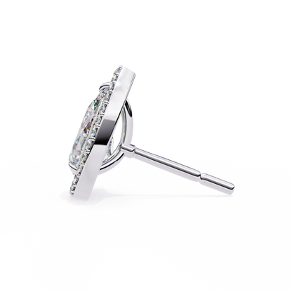 0.81 Ct Pear‑Cut Lab‑Grown Diamond Halo Earrings in 14 K/18 K Gold