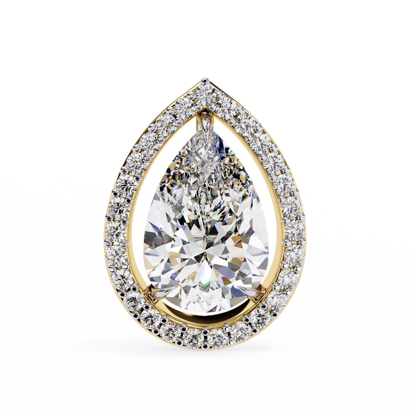 0.81 Ct Pear‑Cut Lab‑Grown Diamond Halo Earrings in 14 K/18 K Gold
