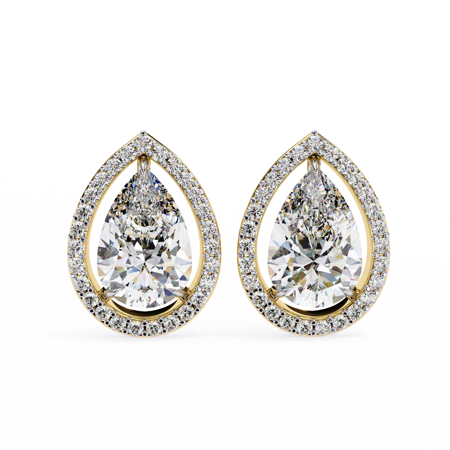 0.81 Ct Pear‑Cut Lab‑Grown Diamond Halo Earrings in 14 K/18 K Gold