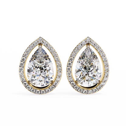 0.81 Ct Pear‑Cut Lab‑Grown Diamond Halo Earrings in 14 K/18 K Gold
