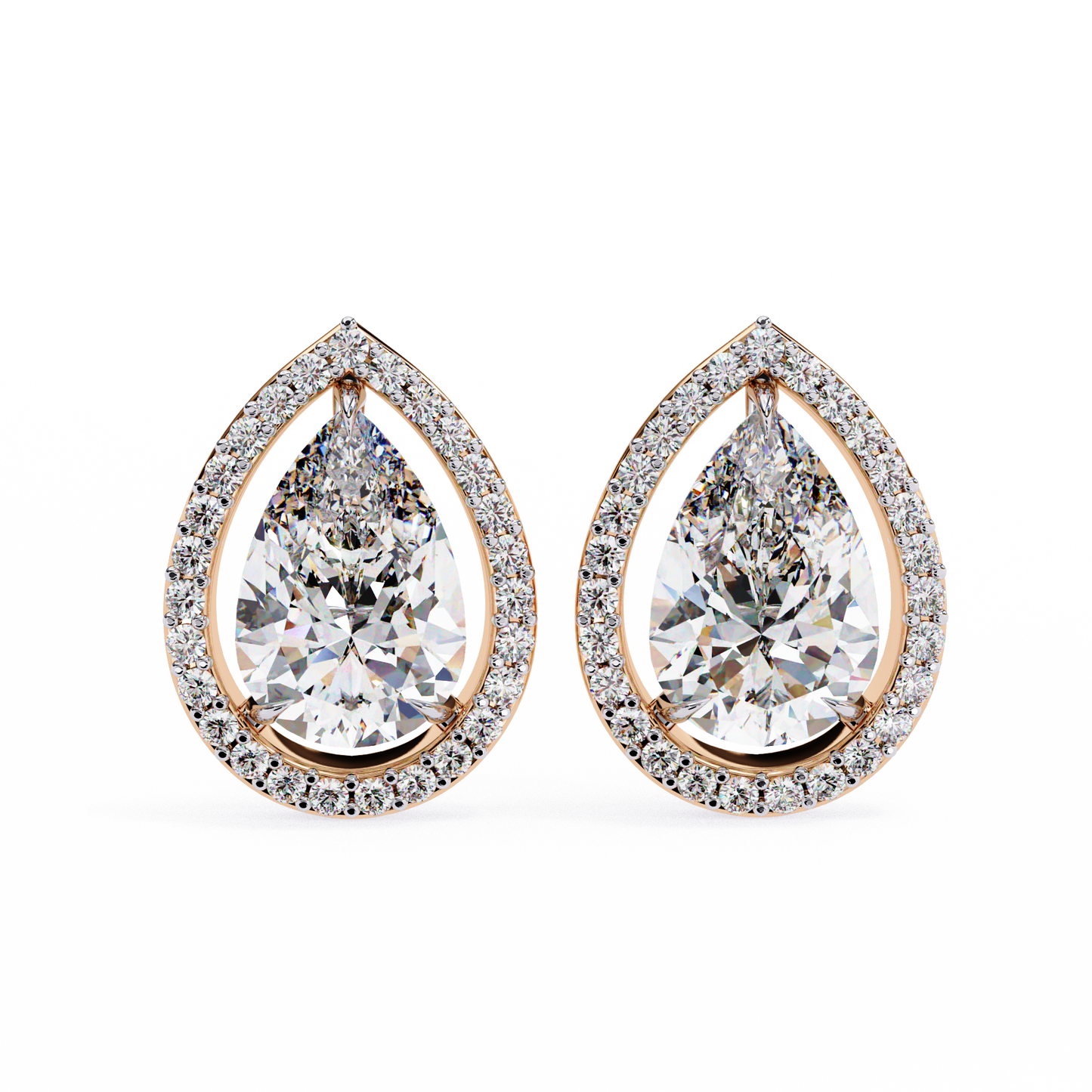 0.81 Ct Pear‑Cut Lab‑Grown Diamond Halo Earrings in 14 K/18 K Gold