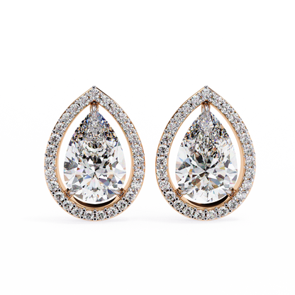 0.81 Ct Pear‑Cut Lab‑Grown Diamond Halo Earrings in 14 K/18 K Gold