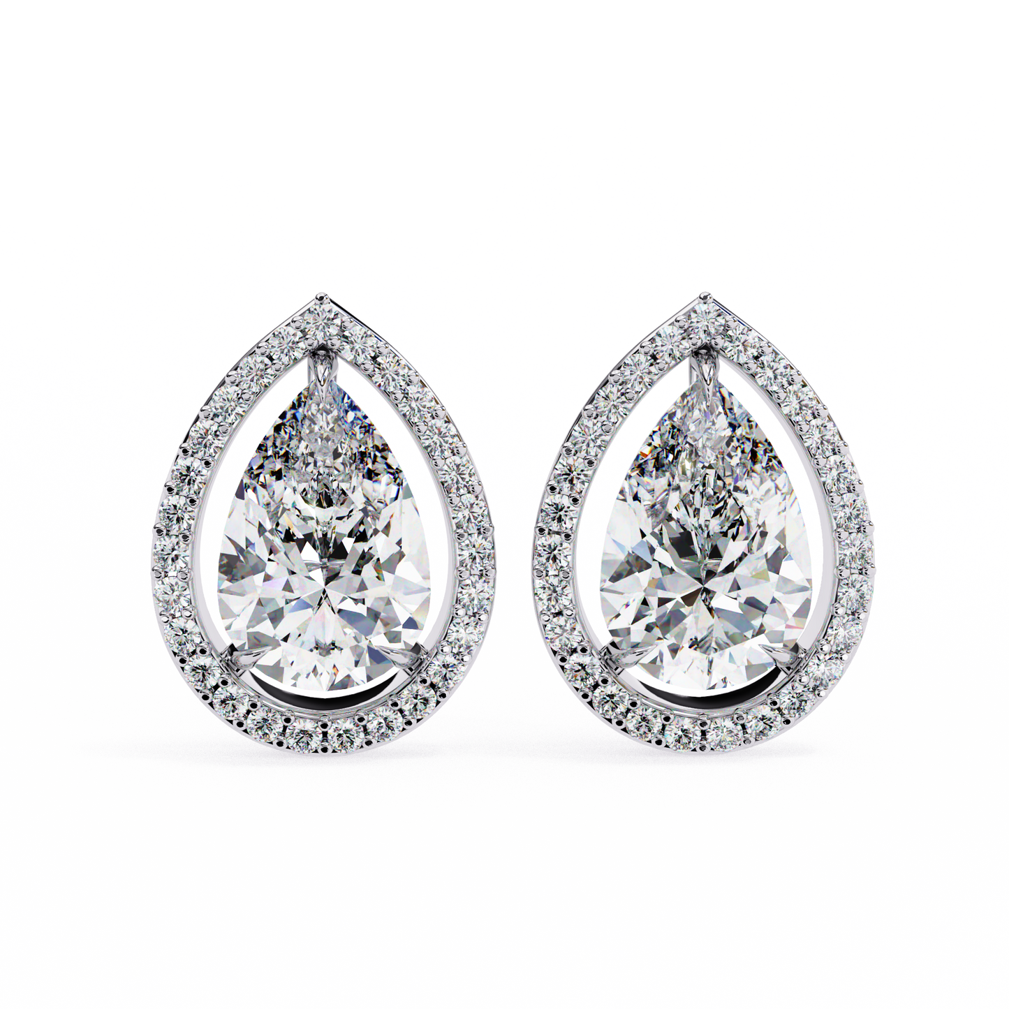 0.81 Ct Pear‑Cut Lab‑Grown Diamond Halo Earrings in 14 K/18 K Gold