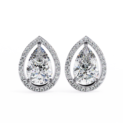 0.81 Ct Pear‑Cut Lab‑Grown Diamond Halo Earrings in 14 K/18 K Gold