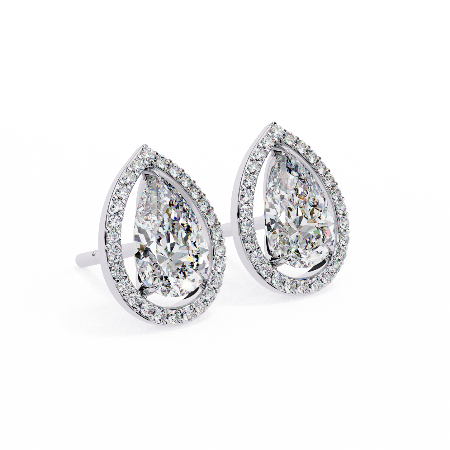 0.81 Ct Pear‑Cut Lab‑Grown Diamond Halo Earrings in 14 K/18 K Gold