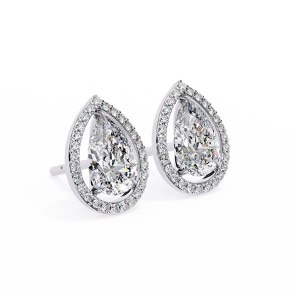 0.81 Ct Pear‑Cut Lab‑Grown Diamond Halo Earrings in 14 K/18 K Gold