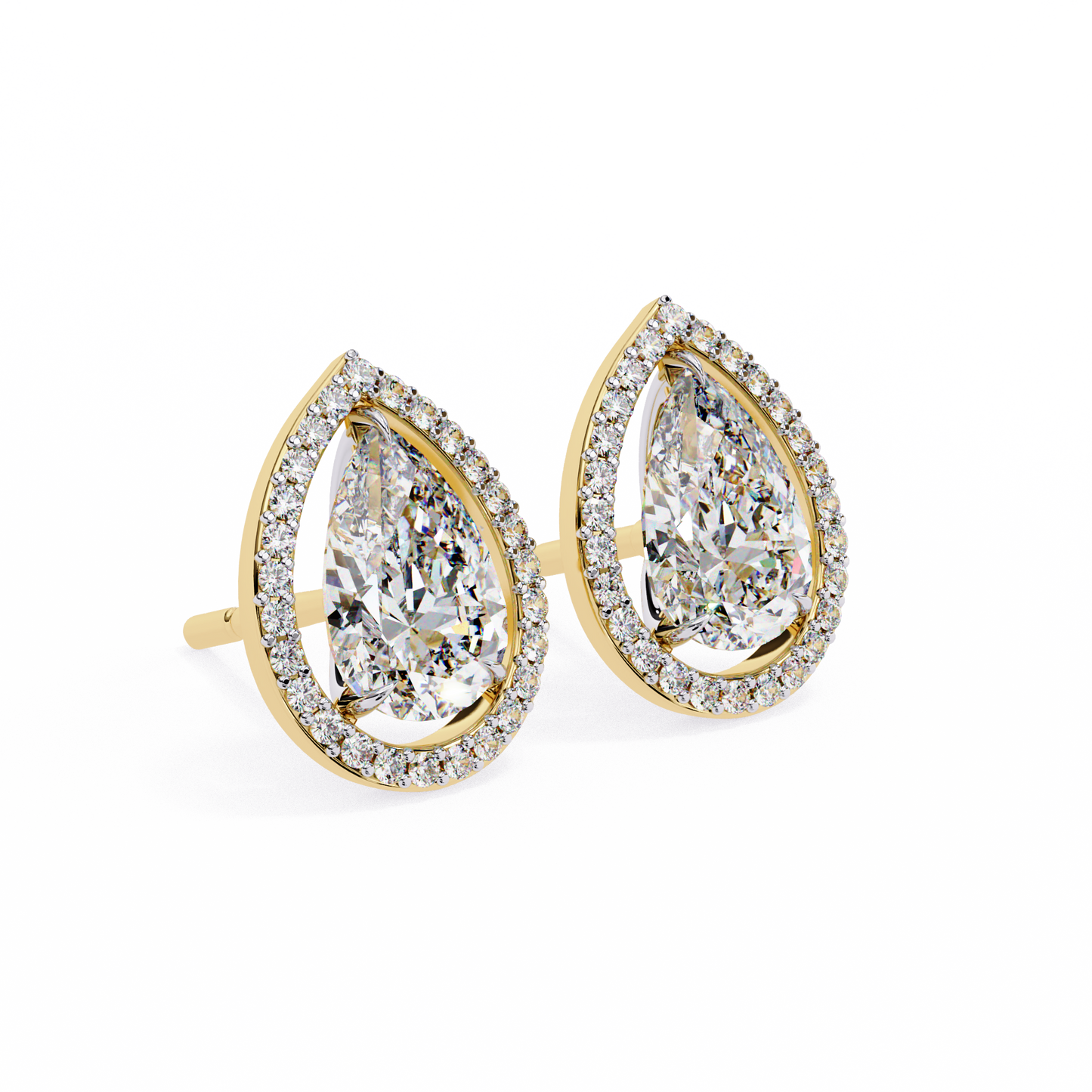 0.81 Ct Pear‑Cut Lab‑Grown Diamond Halo Earrings in 14 K/18 K Gold