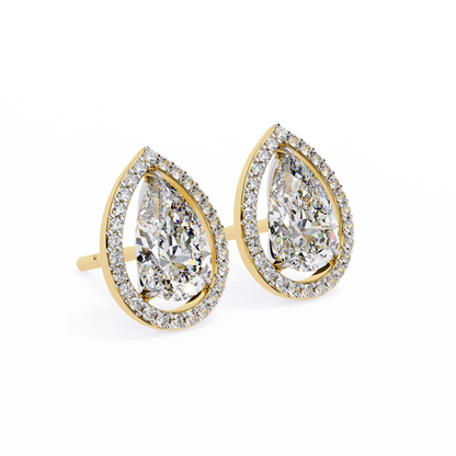 0.81 Ct Pear‑Cut Lab‑Grown Diamond Halo Earrings in 14 K/18 K Gold