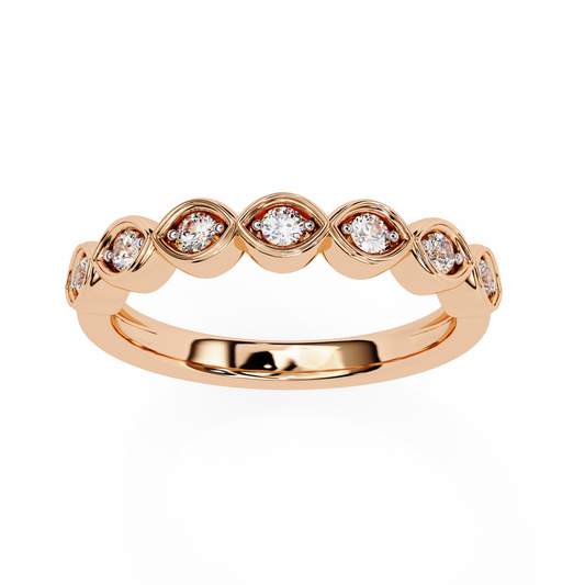 Lab-Grown Diamond Ring with Marquise Bezel Sparkle , Round Cut Lab Grown Diamond Ring