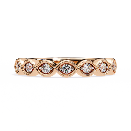 Lab-Grown Diamond Ring with Marquise Bezel Sparkle , Round Cut Lab Grown Diamond Ring