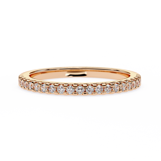 Lab-Created Diamond Stacking Ring in Polished Rose Gold , Round Cut Lab Grown Diamond