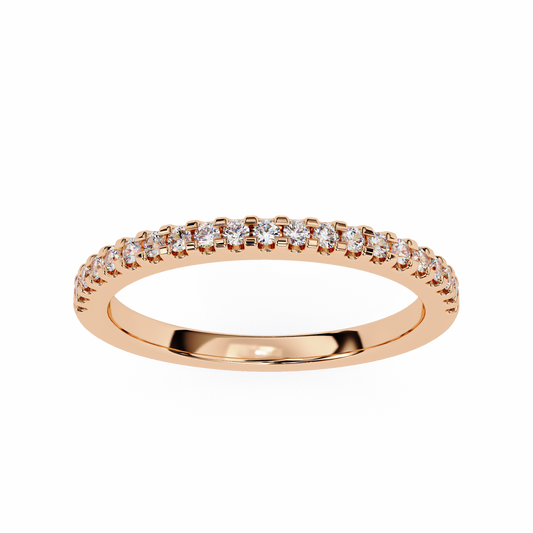 Lab-Created Diamond Stacking Ring in Polished Rose Gold , Round Cut Lab Grown Diamond