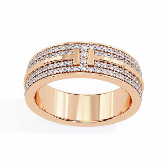 Pave Set Lab Grown Diamond Statement Ring , Round Cut Lab Grown Diamond Ring , 14k Gold Ring