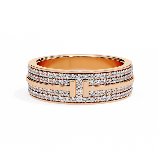 Pave Set Lab Grown Diamond Statement Ring , Round Cut Lab Grown Diamond Ring , 14k Gold Ring