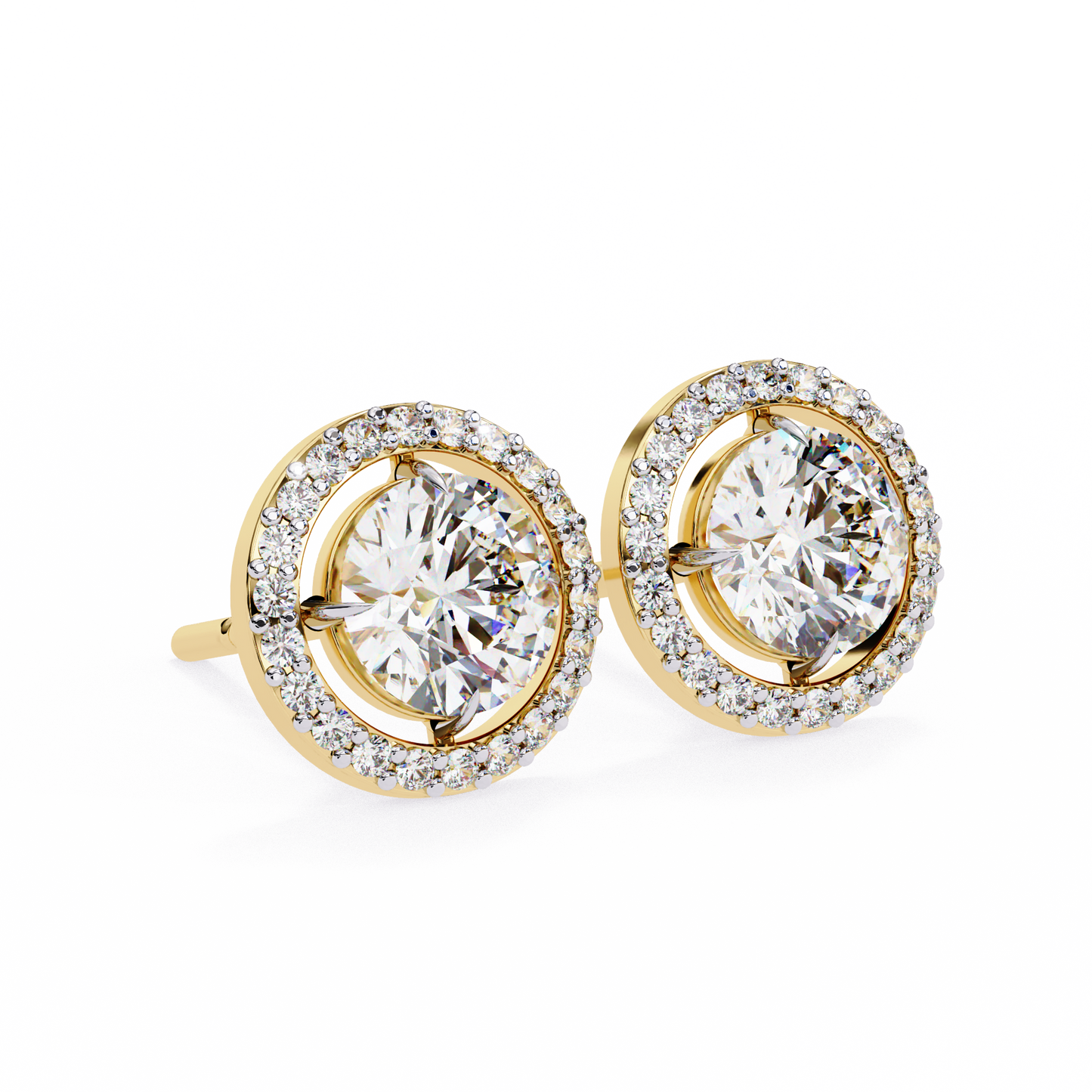 0.92 ct Round  Lab Grown Diamond Halo Earrings The perfect blend of classic elegance and modern style
