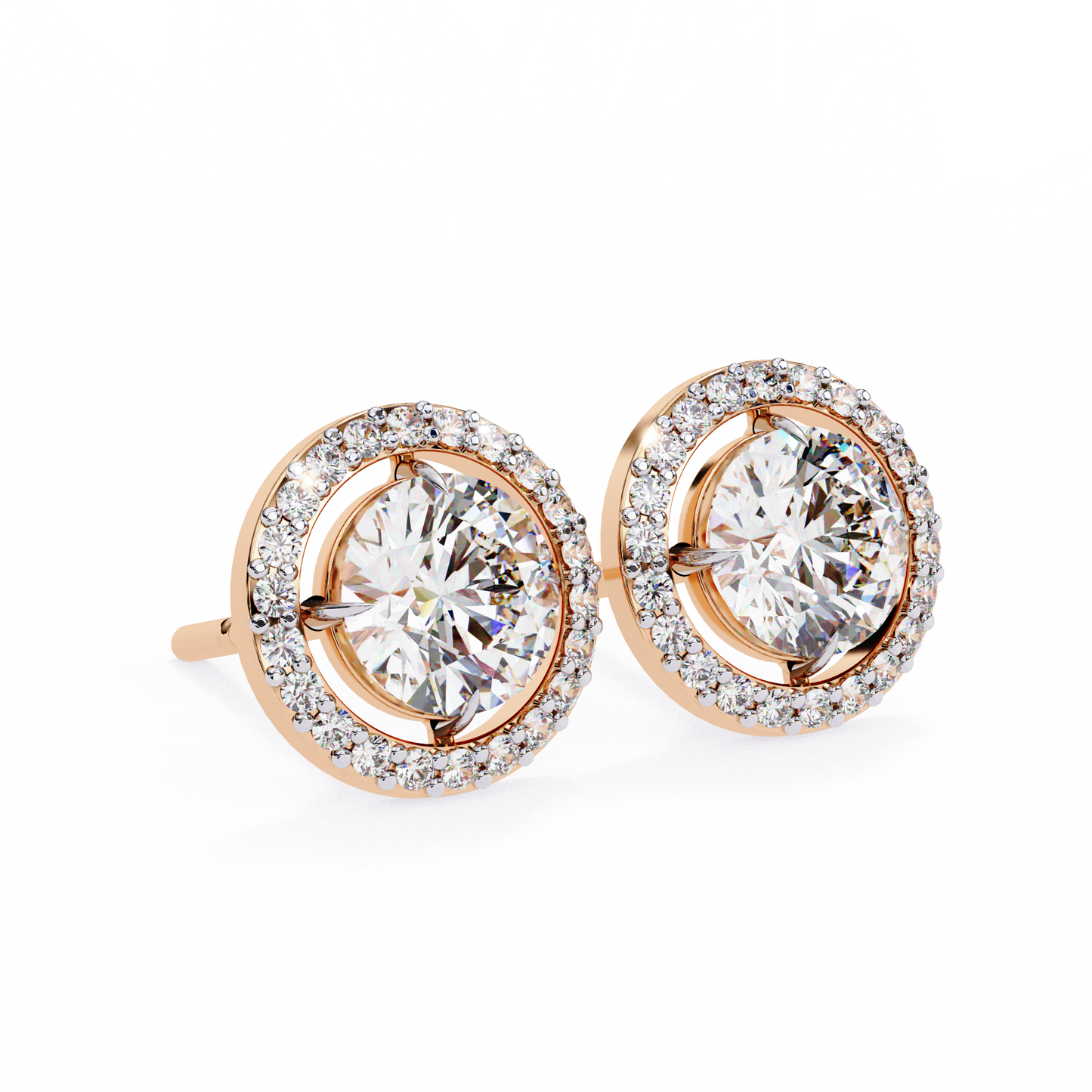 0.92 ct Round  Lab Grown Diamond Halo Earrings The perfect blend of classic elegance and modern style