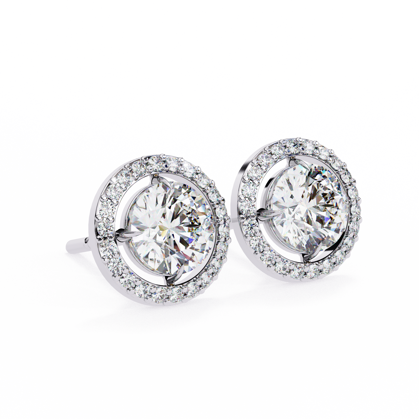 0.92 ct Round  Lab Grown Diamond Halo Earrings The perfect blend of classic elegance and modern style
