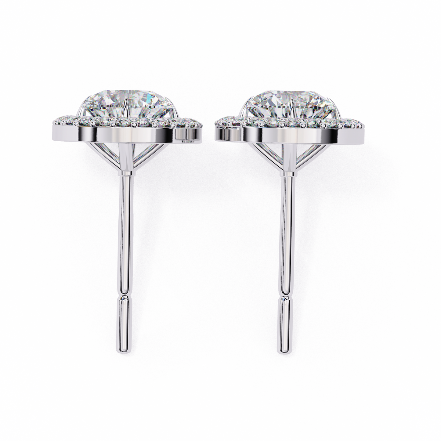 0.92 ct Round  Lab Grown Diamond Halo Earrings The perfect blend of classic elegance and modern style