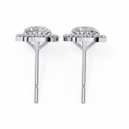 0.92 ct Round  Lab Grown Diamond Halo Earrings The perfect blend of classic elegance and modern style