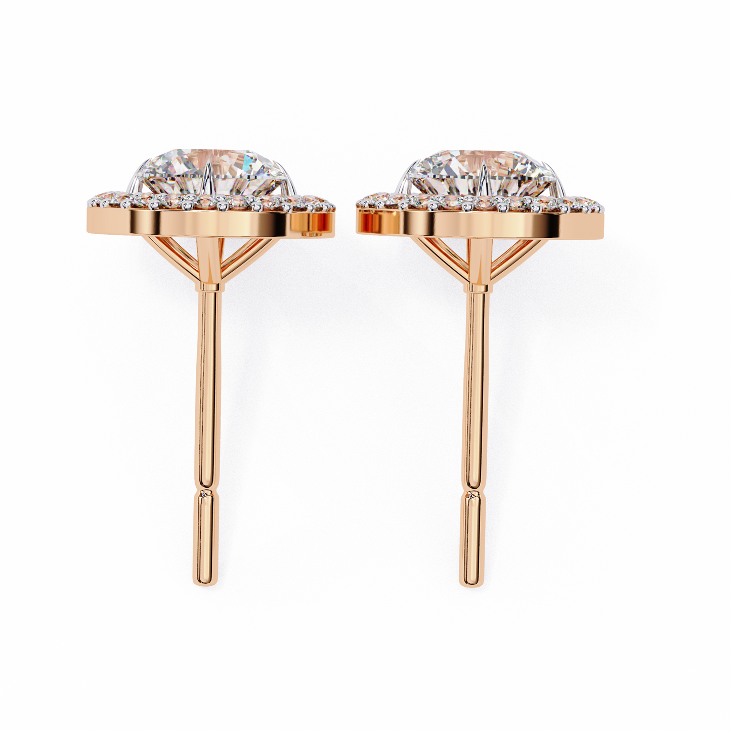 0.92 ct Round  Lab Grown Diamond Halo Earrings The perfect blend of classic elegance and modern style