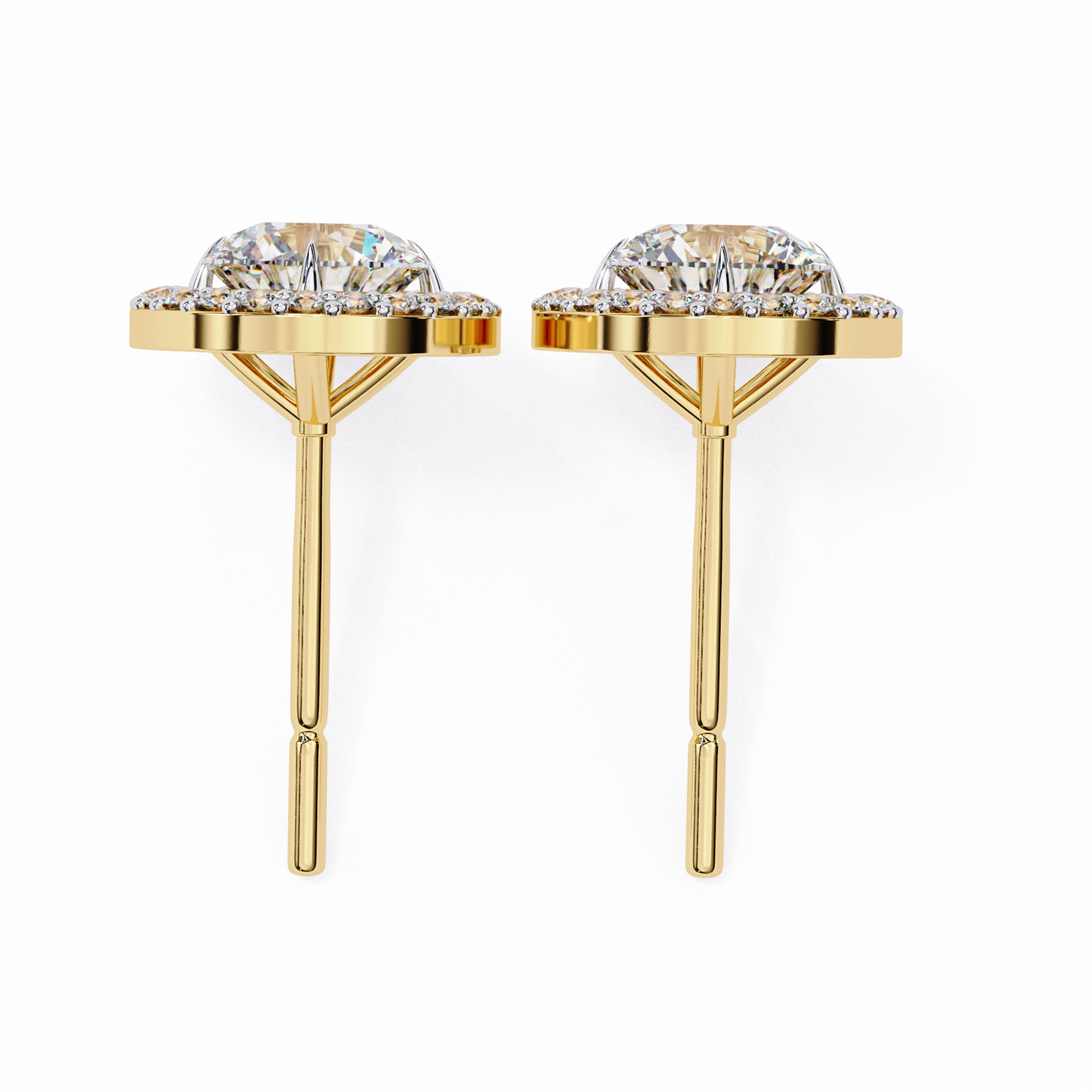 0.92 ct Round  Lab Grown Diamond Halo Earrings The perfect blend of classic elegance and modern style