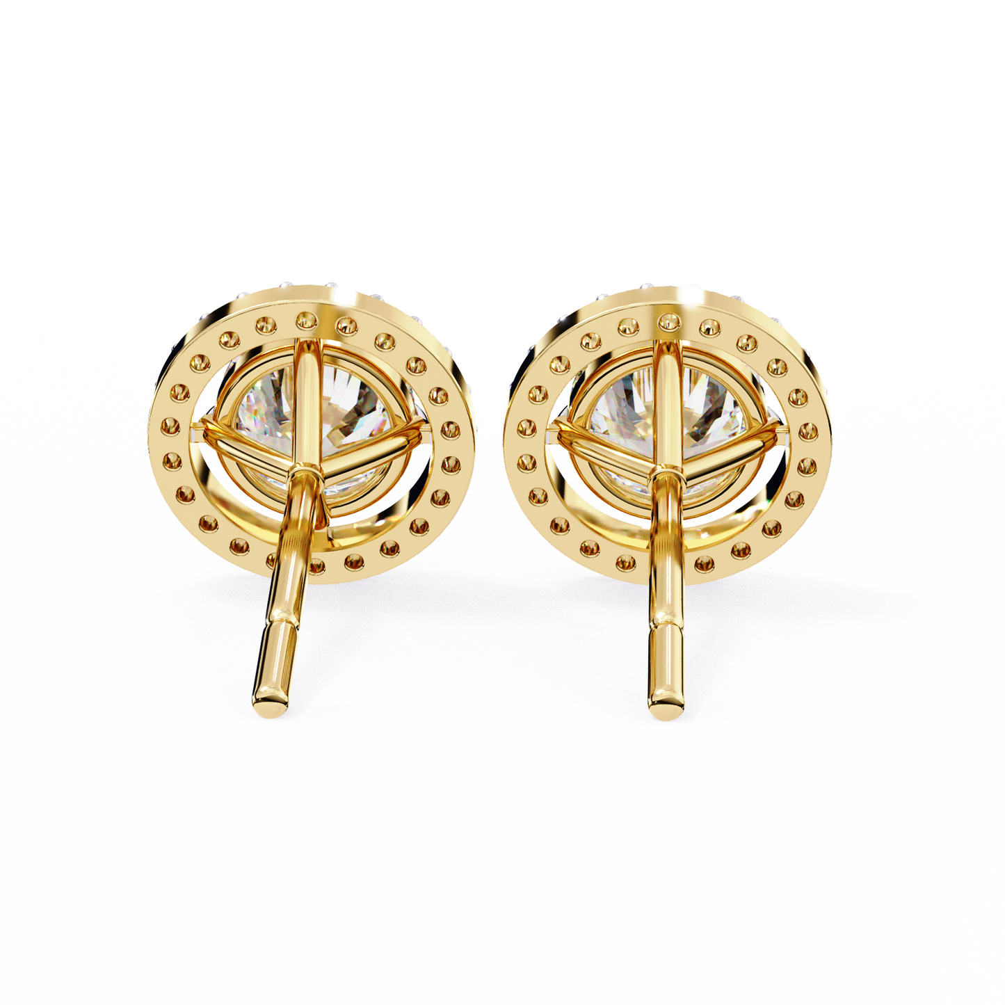 0.92 ct Round  Lab Grown Diamond Halo Earrings The perfect blend of classic elegance and modern style
