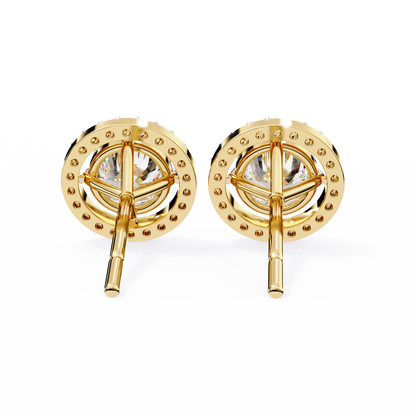 0.92 ct Round  Lab Grown Diamond Halo Earrings The perfect blend of classic elegance and modern style