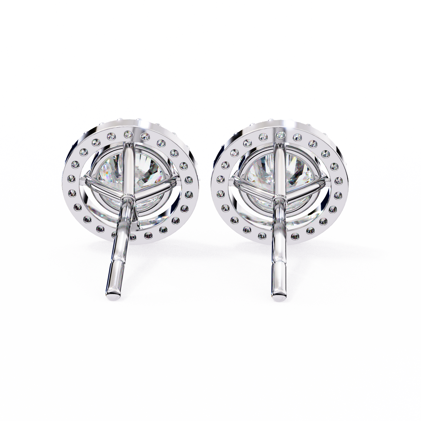 0.92 ct Round  Lab Grown Diamond Halo Earrings The perfect blend of classic elegance and modern style