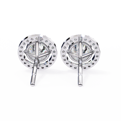 0.92 ct Round  Lab Grown Diamond Halo Earrings The perfect blend of classic elegance and modern style