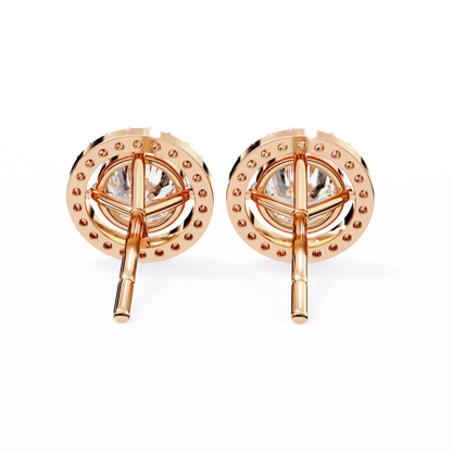 0.92 ct Round  Lab Grown Diamond Halo Earrings The perfect blend of classic elegance and modern style