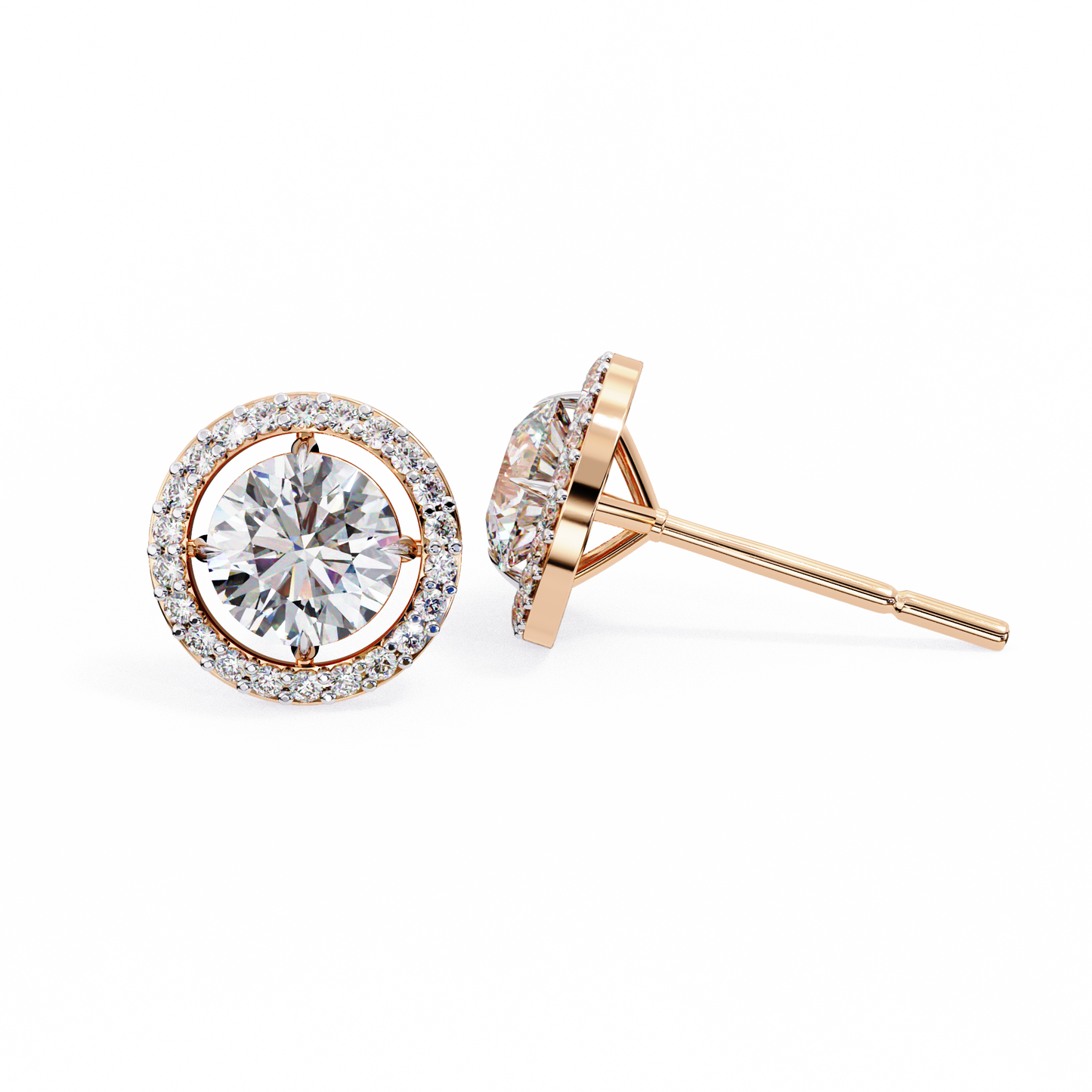 0.92 ct Round  Lab Grown Diamond Halo Earrings The perfect blend of classic elegance and modern style