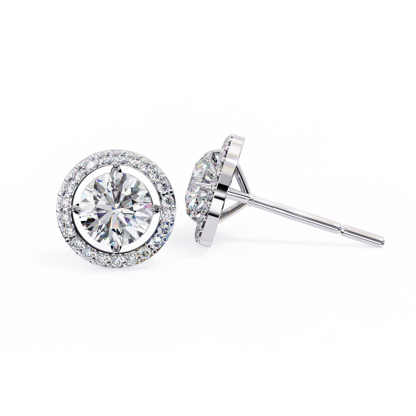 0.92 ct Round  Lab Grown Diamond Halo Earrings The perfect blend of classic elegance and modern style